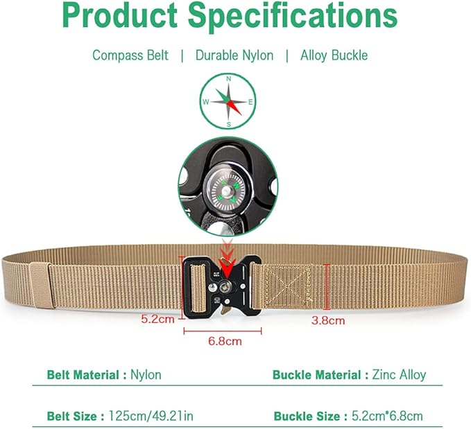 DOOPAI Tactical Belt for Men, 3Pack Military Nylon Web with Heavy Duty Quick Release Metal Buckle