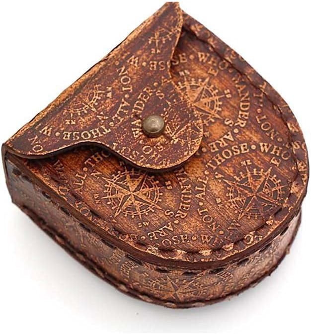 Compass Gift for Mom/Dad, Antique Nautical Directional Magnetic Sundial Pocket Compass Gifts for Women/Men with Leather Case or Wooden Box, Baptism 2026 Communion Christian Luxury Gift, Anniversary