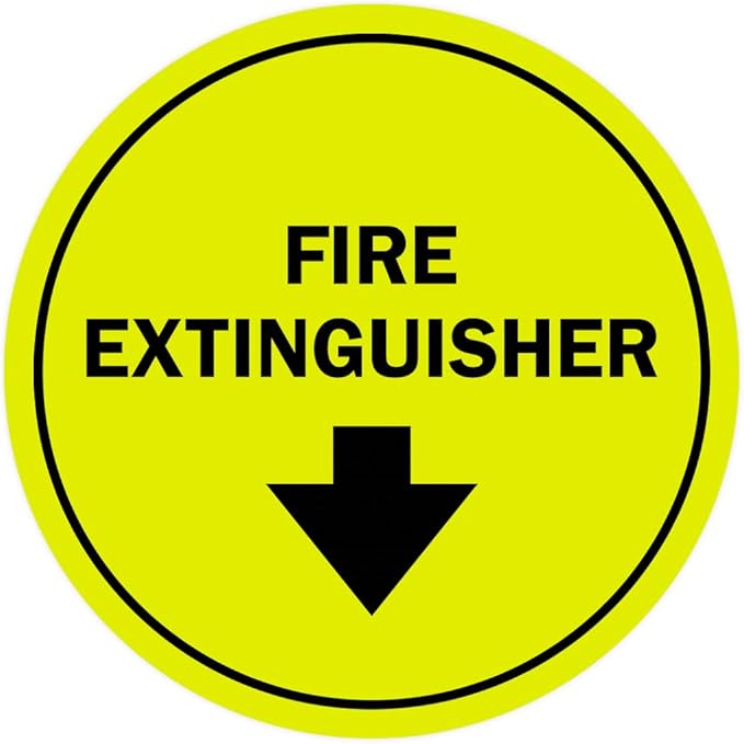 Signs ByLITA Circle Fire Extinguisher Sign (Yellow/Black) - Medium