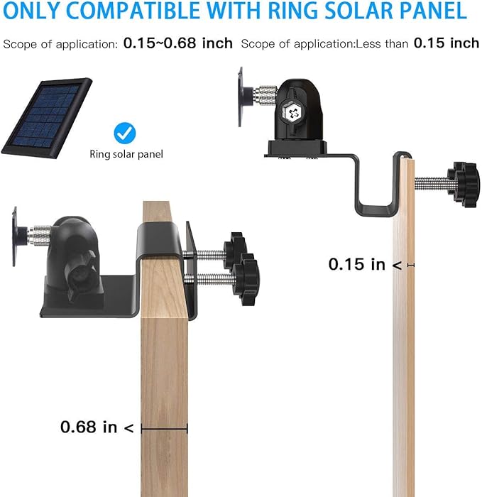 Gutter Mount for Ring Solar Panel - OkeMeeo Solar Panel Mount Compatible with Arlo, Eufy, Reolink Solar Panel for Maximum Sunlight Exposure (Black,1 Pack)