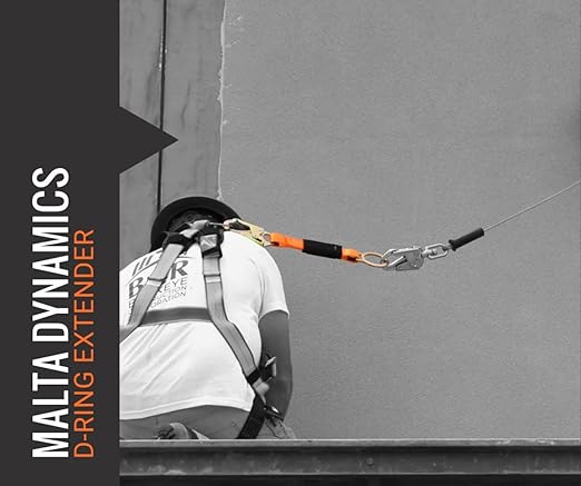 Malta Dynamics 18” D-Ring Extender with Snap Hook for Fall Protection and Roofing, OSHA/ANSI Compliant (1)