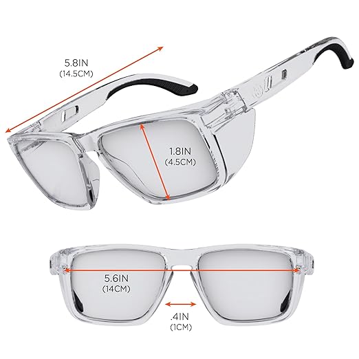 Ergodyne Skullerz SIXTEN Safety Glasses with Side Shields, Anti Fog + Anti Scratch, ANSI z87.1 with Protective Microfiber Eyewear Cleaning & Storage Bag
