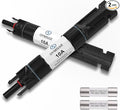 OYMSAE 2PCS 10A Solar Fuse Holder Inline Male and Female Connector 10 Amp PV Fuse for Solar Panel, Waterproof, Black