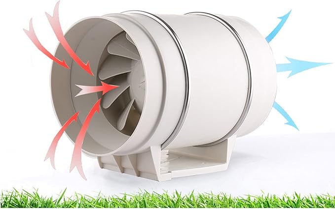 DNYSYSJ 4” Inline Duct Fan 35W 220 CFM Ventilation Exhaust Blower Fans Ductless Bathroom Exhaust Fan Ventilation For Kitchen Ducting, Vents, Bathroom, Grow Tents, Hydroponics