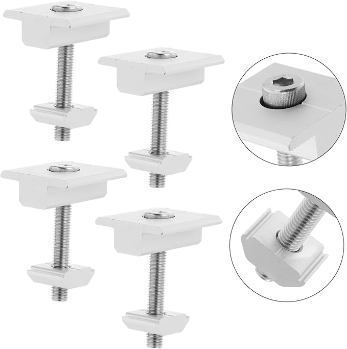 4pcs Aluminum Alloy Solar Panel Mid Clamps for Solar Panel Mounting Rv Flat Roof Mount Holder Stands