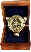 Ectoria 3" Sundial Compass - Brass with Wood Box
