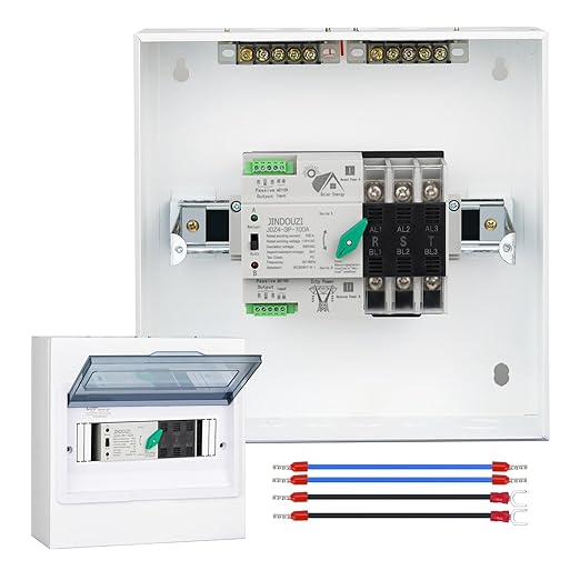 100A PV Automatic Transfer Switch,110V Solar Transfer Switch,Millisecond Level Dual Power Automatic Changeover Switch, with Metal Distribution Box
