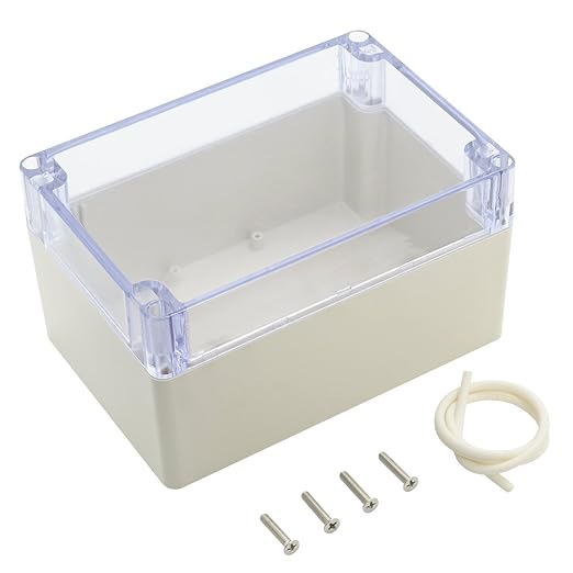 LeMotech ABS Plastic Junction Box Dustproof Waterproof IP65 Electrical Enclosure Box Universal Project Enclosure Grey with PC Transparent Clear Cover 6.3 x 4.3 x 3.5 inch(160 x110 x 90 mm)