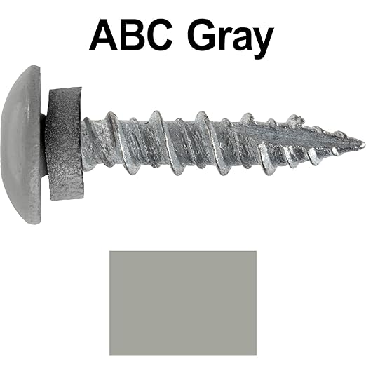 10 x 1 ABC Gray - Low Profile Star Head Roofing Screws - HI-LO Thread - Metal to Wood - T25 Torx Drive Head - EPDM Washer. 10 X 250 Bags - 2,500 Screws