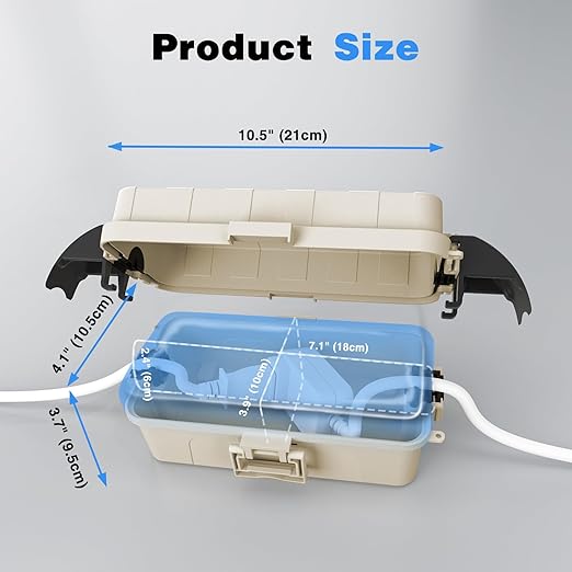 FLEMOON [2 Pack] IP55 Outdoor Electrical Box Waterproof with Detachable Awning Covers, 8.3 x 4.1 x 3.7 inch Weatherproof Extension Cord Cover, Easy Installation for Outdoor Plug, String Lights, Almond
