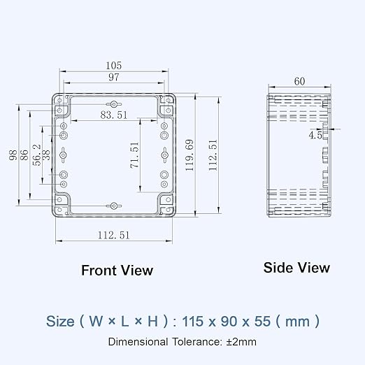 LeMotech Project Box ABS Plastic IP65 Waterproof Dustproof Electrical Junction Box with Clear Cover Outdoor Enclosure for Electronics, Black 4.7"x 4.7"x 3.5"(120x120x90mm)(Pack of 1)