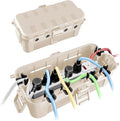 QUOBAS 2 Pack Outdoor Waterproof Electrical Box with 6 Cable Ports, IP54 Weatherproof Heavy-Duty Extension Cord Cover for Power Strips, Garden Power Tools, Holiday Lights, Almond