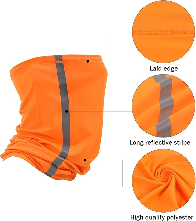 TCCFCCT Full Brim Mesh Neck Sun Shield, High Visibility Sun Visor Neck Protection and Bandana Headband Face Scarf, Hard Hat Accessories, 2 Packs, Orange