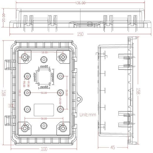 Mini Grey Watertight Junction Box Hinged Cover with Stainless Steel Latch Outdoor Weatherproof Custom PVC Plastic Enclosure Box for Project with Mounting Plate 5.9×3.9×2.8 inch(150×100×70mm)