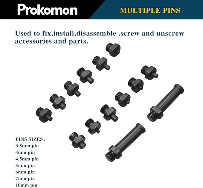 Prokomon 15Pc Adjustable Pin Spanner Wrench Set/Variable Cylinder Fan Clutch Pully Holder Wrench with Soft Handle