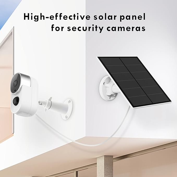 5W Solar Panel for Security Camera, USB Solar Panel for DC 5V Outdoor Rechargeable Battery Camera, Solar Panels with Micro USB and USB-C Port, Adjustable Security Mount, IP65 Waterproof, 9.8ft Cable