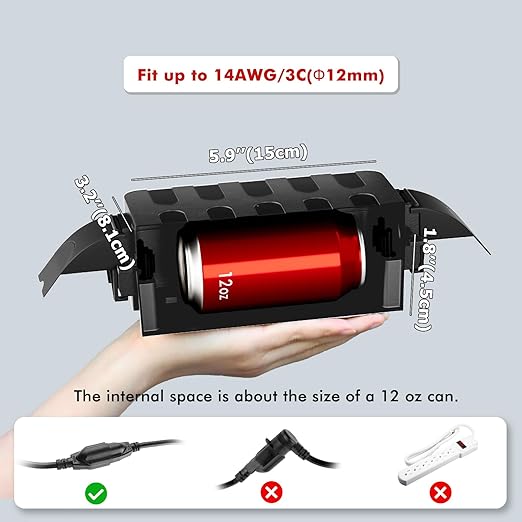 Flemoon IP55 Small Outdoor Electrical Box Waterproof (Inner 5.9 x 3.2 x 1.8inch), Extension Cord Cover with Detachable Awning Covers for Plug, Outlet, Holiday Lights, Black
