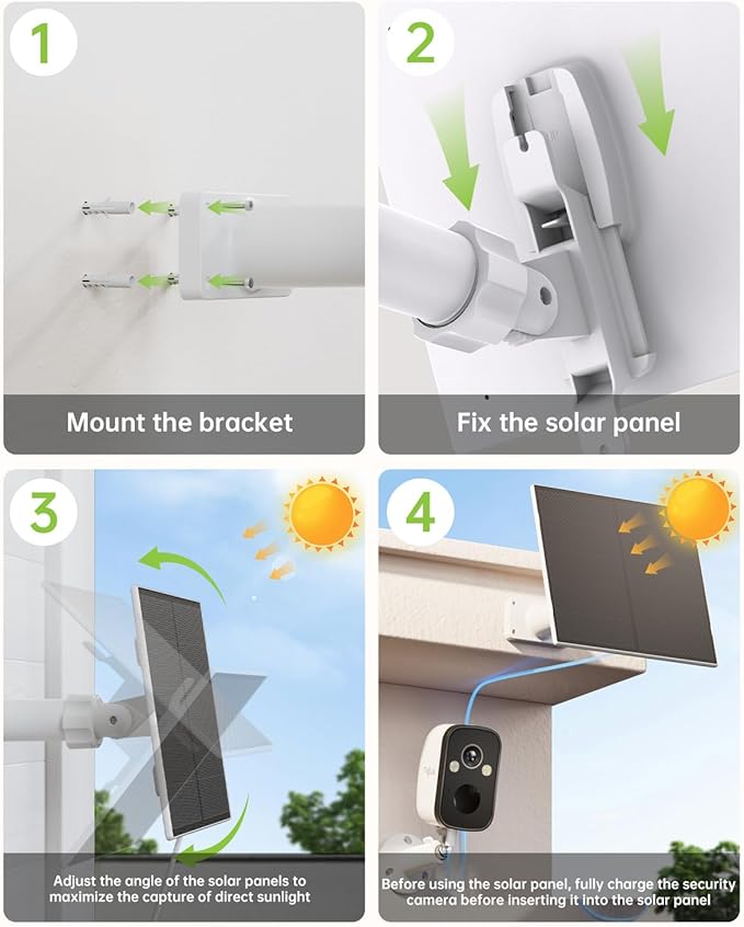 5W Solar Panel for Security Camera Wireless Outdoor - Compatible with ZUMIMALL& TIEJUS Solar Security Cameras X2//F5/MW3/W3K/PG1/PW1 or Other Solar Outdoor Camera, 10 ft Type C Cable