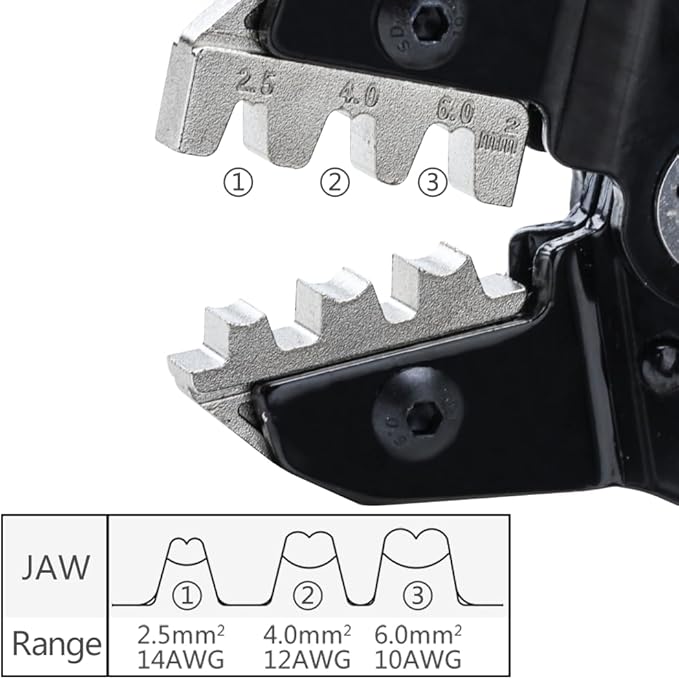 HKS Solar PV Cable Crimping Tool for Solar Connectors, AWG14-10 (2.5/4/6mm²) - 7 Inch Small Piler