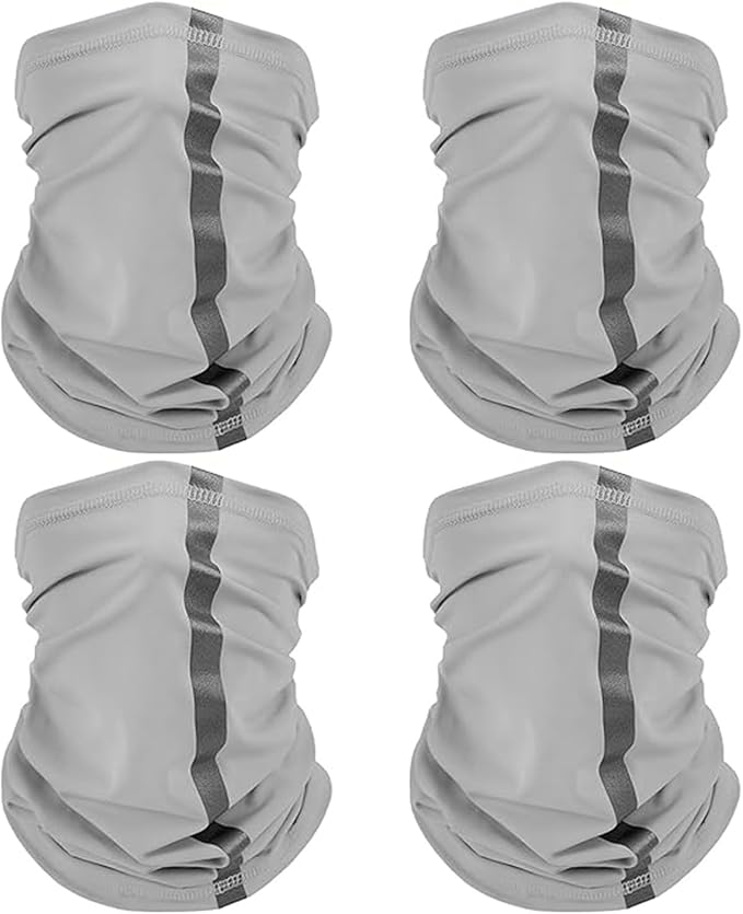 SATINIOR 4 Pcs Neck Gaiter for Men Reflective Face Mask Cover, UV Sun Protection Neon Balaclava Hi Vis Bandana for Work