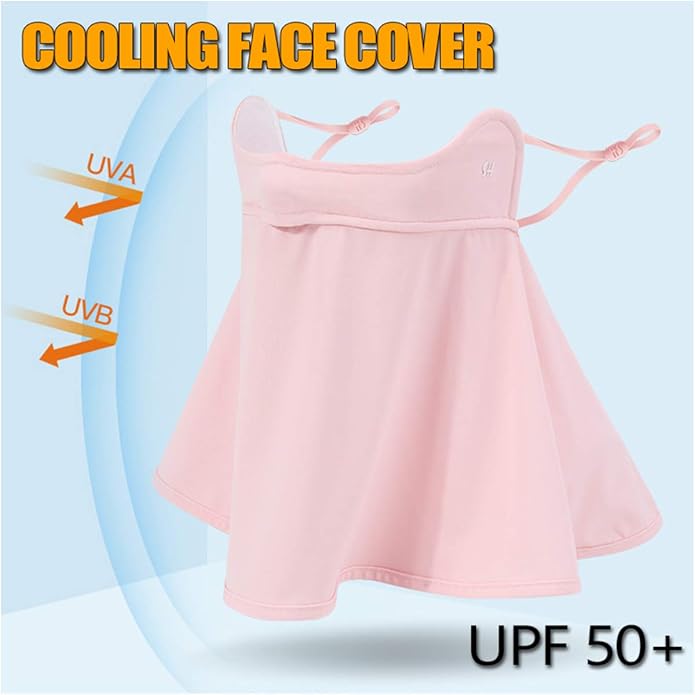 UPF 50+ Unisex Breathable Cooling Face Cover Sun UV Protection Earloop Neck Gaiter Scarf for Summer Outdoor Activities