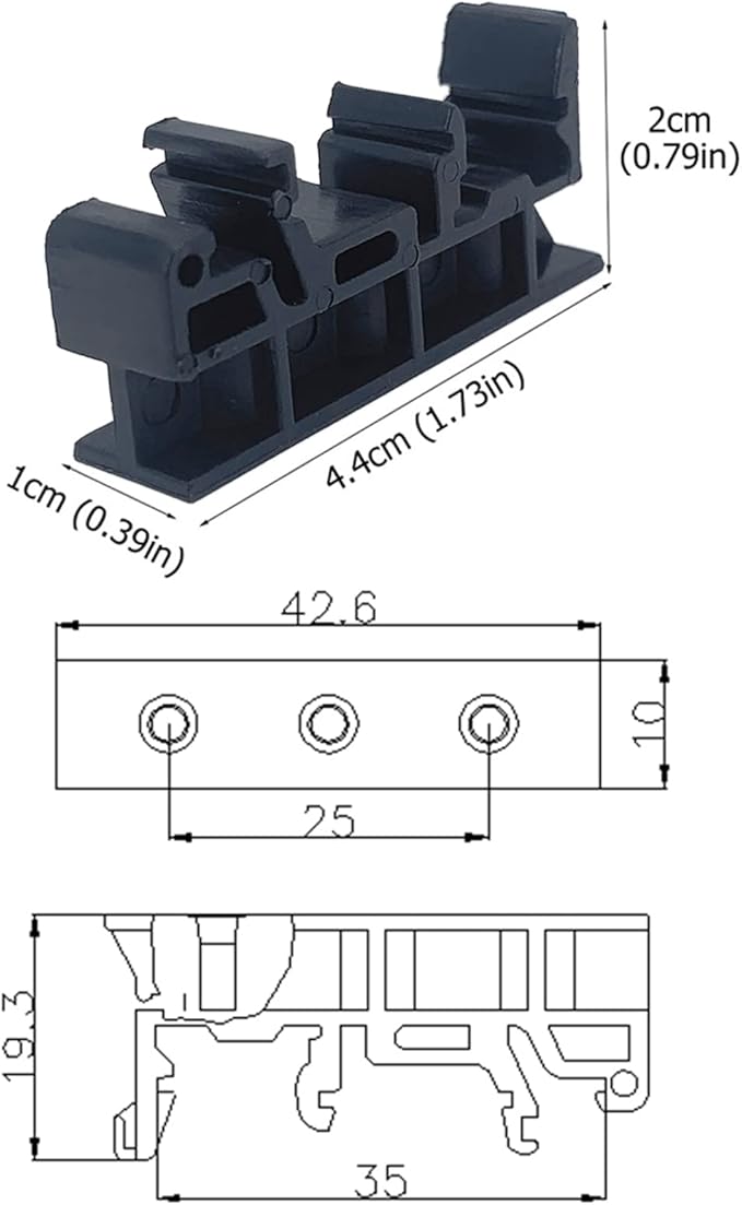 20Sets C45 DIN Rail PCB Mounting Bracket Holder Carrier Clips for Width 35mm or 15mm Din Rail