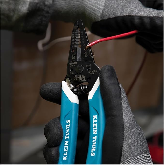 Klein Tools K11095 Klein-Kurve Wire Stripper and Cutter, Made in USA, for 8-18 AWG Solid and 10-20 AWG Stranded Wire