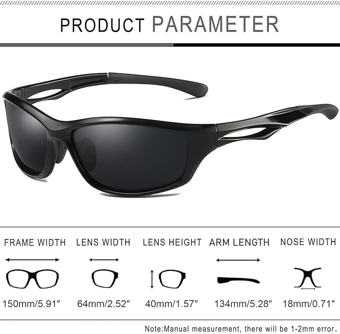 Joopin Sports Sunglasses Polarized UV400 Protection Wrap Around Sun Glasses Shades for Men Women