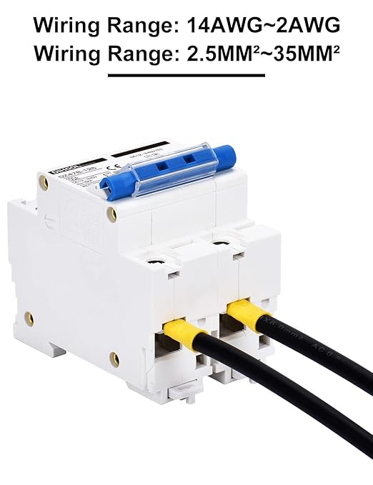 DIHOOL DC Circuit Breaker,100A 2 Pole,12V to 240 Volt Solar Disconnect Switch,DIN Rail Mount
