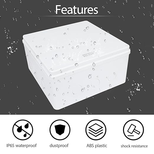 LeMotech Junction Box, Electrical Box IP65 Water Resistant Dustproof ABS Plastic Project Enclosure for Electronics White, External Size 11.8 x 11.8 x 5.9 inch