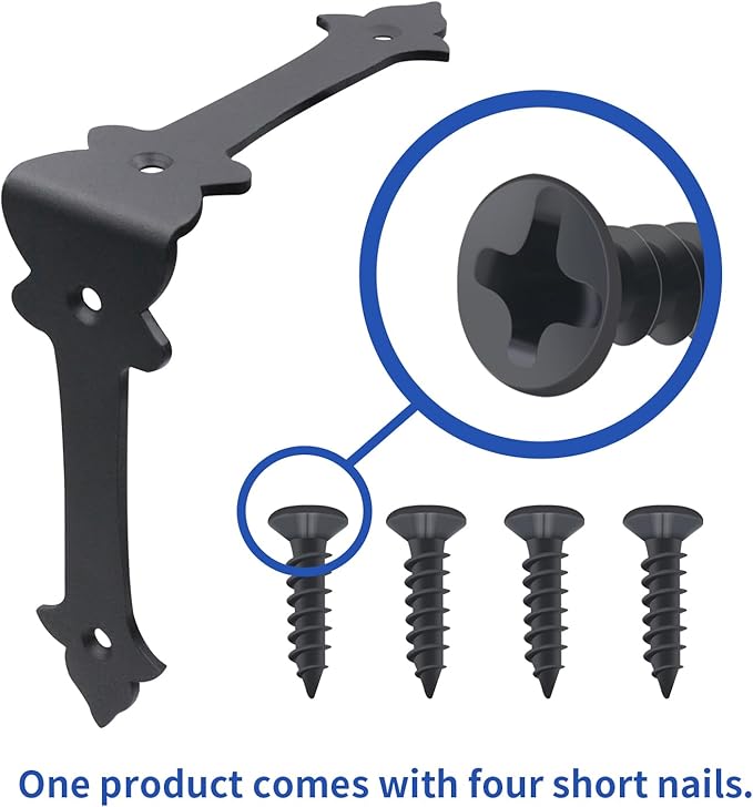 Corner Protector, 4 Inches Furniture Corner Guards Corner Bracket Metal Embellishments with Wood Funiture Decorative Metal Rustic Hardware for Home Edge Corner Hardware Accessories (4)