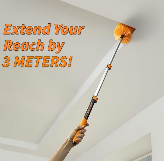 1.5-3 ft Long Paint Roller Extension Pole // Multi-Purpose Telescopic Extension Pole with Universal Twist-on Metal Tip // Lightweight & Sturdy Extendable Pole for Painting Dusting and Window Cleaning