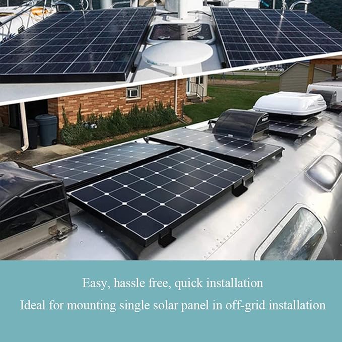Solar Panel Mounting Brackets Z Bracket, with Nuts and Bolts,Suitable for 50W to 150W Solar Panels on RV,Boats,Motorhome, Cabins, Sheds, Garages,Off Grid,Black,4 Units (16PCS)
