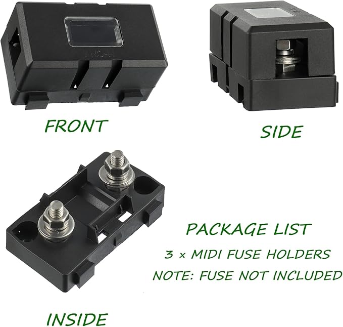 Midi Fuse Holder for Screw-On or Strip Car Fuse (3 Pieces)