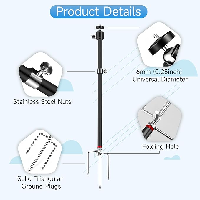 Trail & Game Camera Stand Mounts, 3-in-1 Aluminum, 360° Adjustable, Foldable, Compatible with 1/4''-20 Screw Devices for Trail Cameras, Solar Panels, Night Fishing Lights etc.(3 Pack)