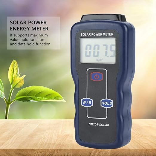 Digital Solar Power Meter, Sun Light Energy Measuring Tester for Testing Car Window Performance, Handheld Portable Sunlight Meter, W/m2 Meter