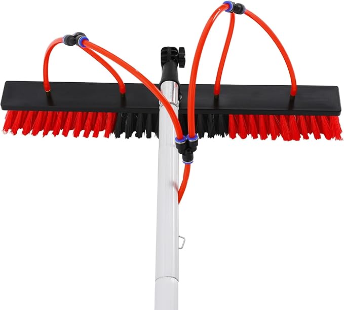 30.18FT Water Fed Pole Kit Adjustable Solar Panel Cleaning Brush, Solar Panel Cleaning Kit Cleaner Tool with 65.62ft Hose and 21.65inch Large Brush Head, Outdoor Window Washing Equipment Tool Kit