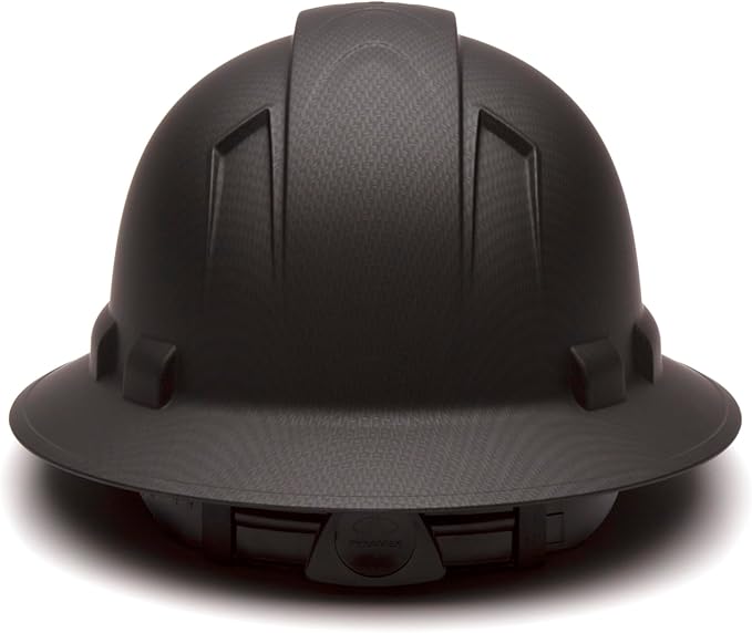 Pyramex Ridgeline Full Brim Hard Hat 4 Point Ratchet Matte Black Graphite Pattern