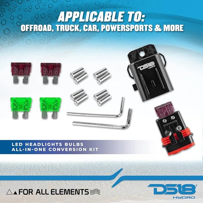 DS18 New Hydro MFH8 - Marine Fuse Holder 8 AWG, Waterproof, Red Silicone Sheat, Included Brass Accessories