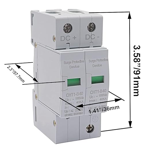 smseace Lightning Protector Voltage Surge Arrester Device, 2P Lightning Protection Circuit Breaker, 2.0KV (2P 40KA), Low-Voltage Lightning Arrester Photovoltaic Charge Controller