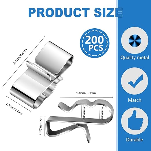 altivox Trailer Frame Wire Clips, 304 Stainless Steel Clips 200 Pcs Metal Cable Clips Double Wire Trailer Wire Clips Wire Clamps for PV Wiring Boat Cable, Boat Trailer