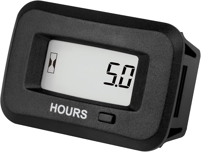 Jayron Digital Hour Meter AC/DC 5-277V - Initial Hours Settable, Dual Resettable Timers, IP68 Waterproof Maintenance Tracker for Lawn Mower Tractor Generator