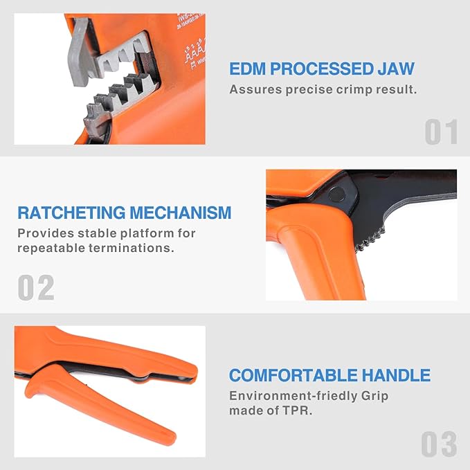 iCrimp IWS-2549S Micro Wire Crimping Plier for AWG 28-18 Open Barrel Terminals, JST Crimper