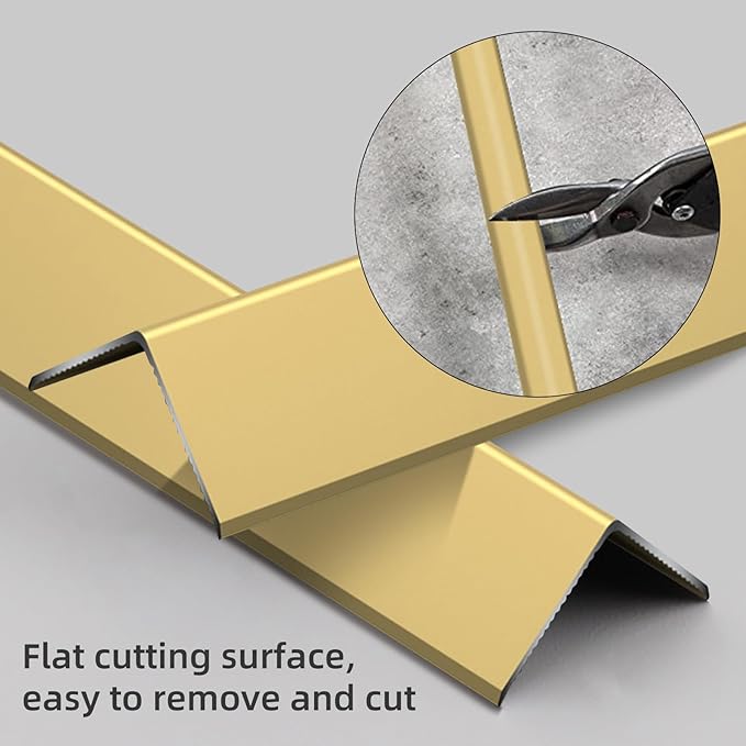 Golden Wall Corner Protector, 4Pcs, Length 35.4in, Width 3/8in - Self Adhesive Metal Corner Protector for Aluminum Trim molding, Cabinet Edge Guard
