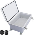 Waterproof Outdoor Electrical Box Junction Box Weatherproof IP67 ABS Plastic Enclosure Switch Router Project Box with Mounting Plate with Wall Bracket 2 Cable Glands Clear 10.23" x 6.3" x 3.94"