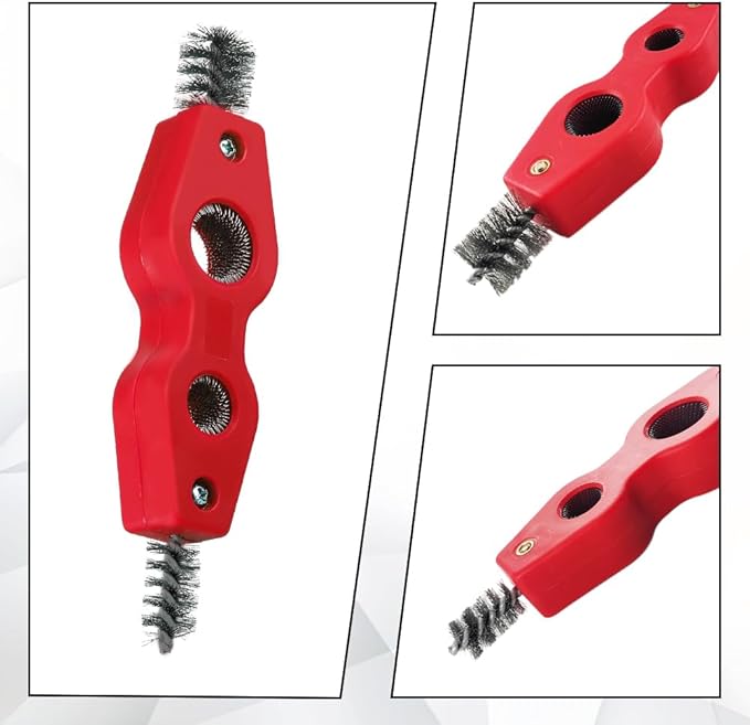 4 in 1 Car Battery Cleaning Brush, Car Battery Terminal Cleaner, Anti-Rust Auto Battery Cleaner with Steel Wire, Battery Cleaner Tool Car Accessories for Cleaning Auto Battery Post (Red)