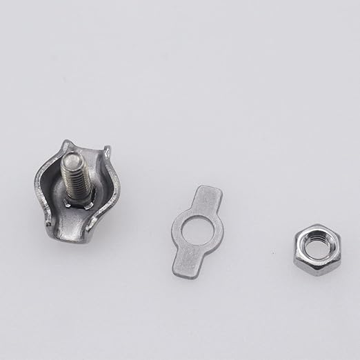 20pcs M2 Stainless Steel Simplex Wire Rope Clip Cable Clamp, Single Bolt Wire Cable Clamps, 1-Post Wire Rope Clip for 1/16 Inch Diameter Wire Cable