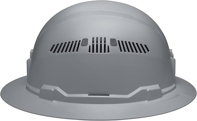 Klein Tools 60864BR Hard Hat, Vented, Full Brim Style, Padded, Self-Wicking Odor-Resistant Sweatband, Gray