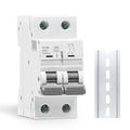 25 Amp Miniature Circuit Breaker AC 120V/240V, 2 Pole Solar Disconnect Switch, DIN Rail Mount Circuit Breaker, Thermal Magnetic Trip, RV Battery Isolator, PV System MCB, CE Certified C25