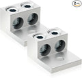 Blulu 2 Pieces Dual Aluminum Ground Lug Dual Rated Double Wire Splice Aluminum Mechanical Lug (2/0)